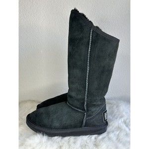 Australia Luxe Collective Cosy Tall Boots Genuine Sheepskin Suede Womens Black 6